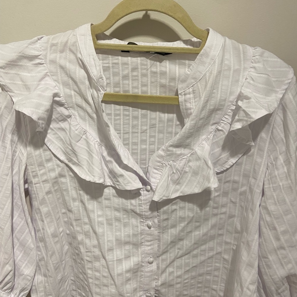 Zara Ruffled Button Down Blouse - image 3